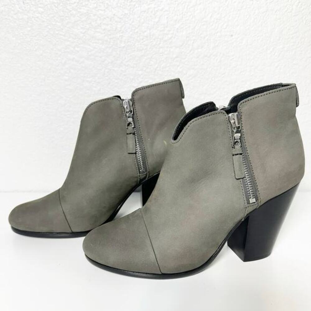 Rag & Bone Womens Margot Leather Ankle Heeled Boots Booties in Gray Size 38.5